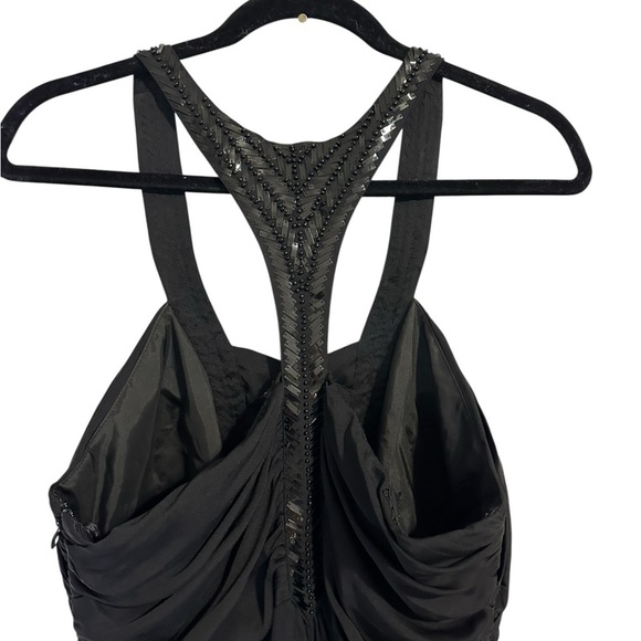 ANTONIO MELANI Black Sheath Maxi Dress Sweetheart Neckline 100% Silk Size 12 - Picture 9 of 16